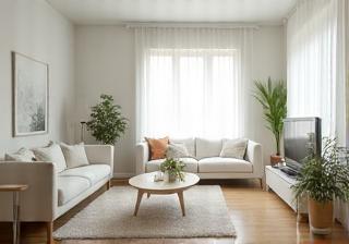Sparkling clean living room after residential cleaning.